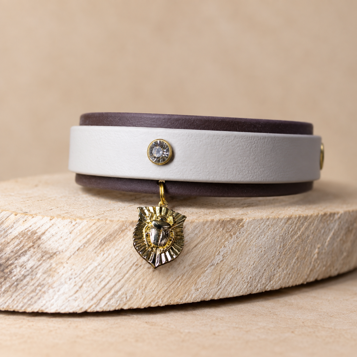 Mini Gémini – Collier pour chien en Biothane® –  Boucle 16 mm – Taupe & Marron foncé – XS 25/35 cm