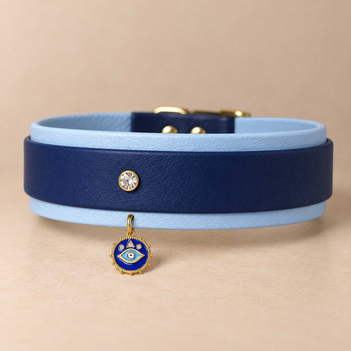 Gémini – Collier pour chien en Biothane® – 38 mm – Dark Blue & Bleu polaire – L 45/55 cm