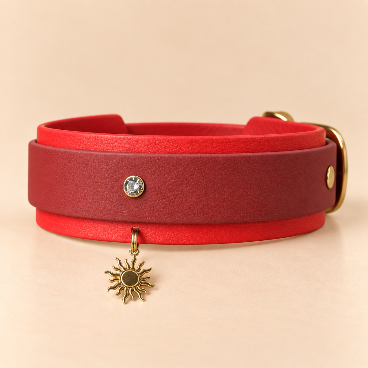 Gémini – Collier pour chien en Biothane® – 38 mm – Rouge & Rouge brique – M 35/45 cm