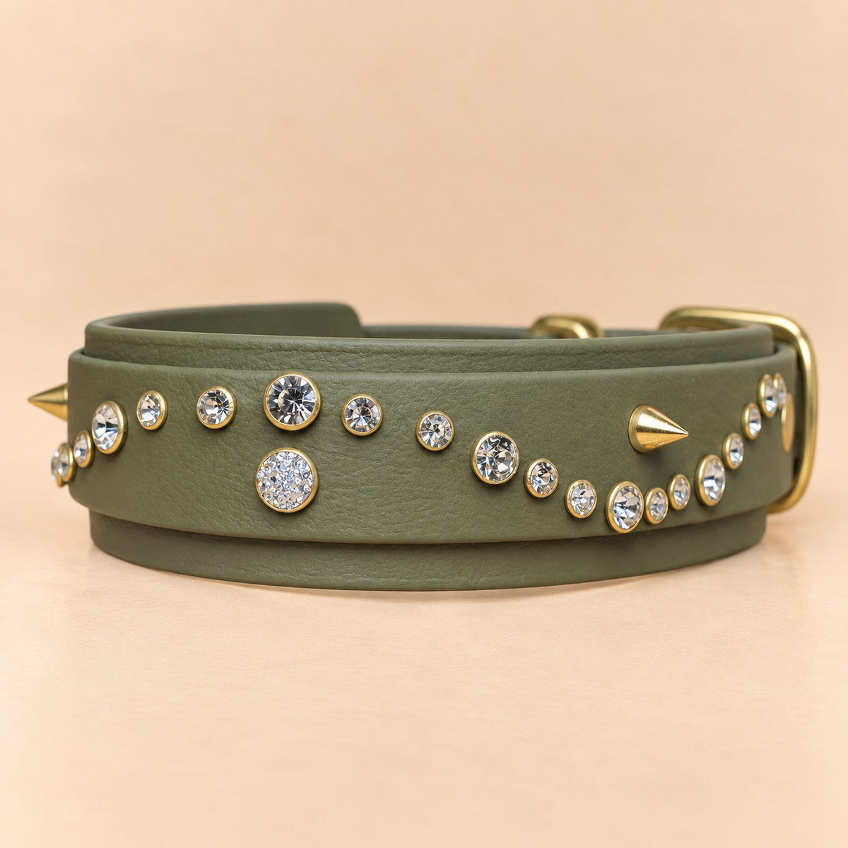 Highway to Paradise – Collier pour chien en Biothane® – 38 mm – Kaki – M+ 40/50 cm