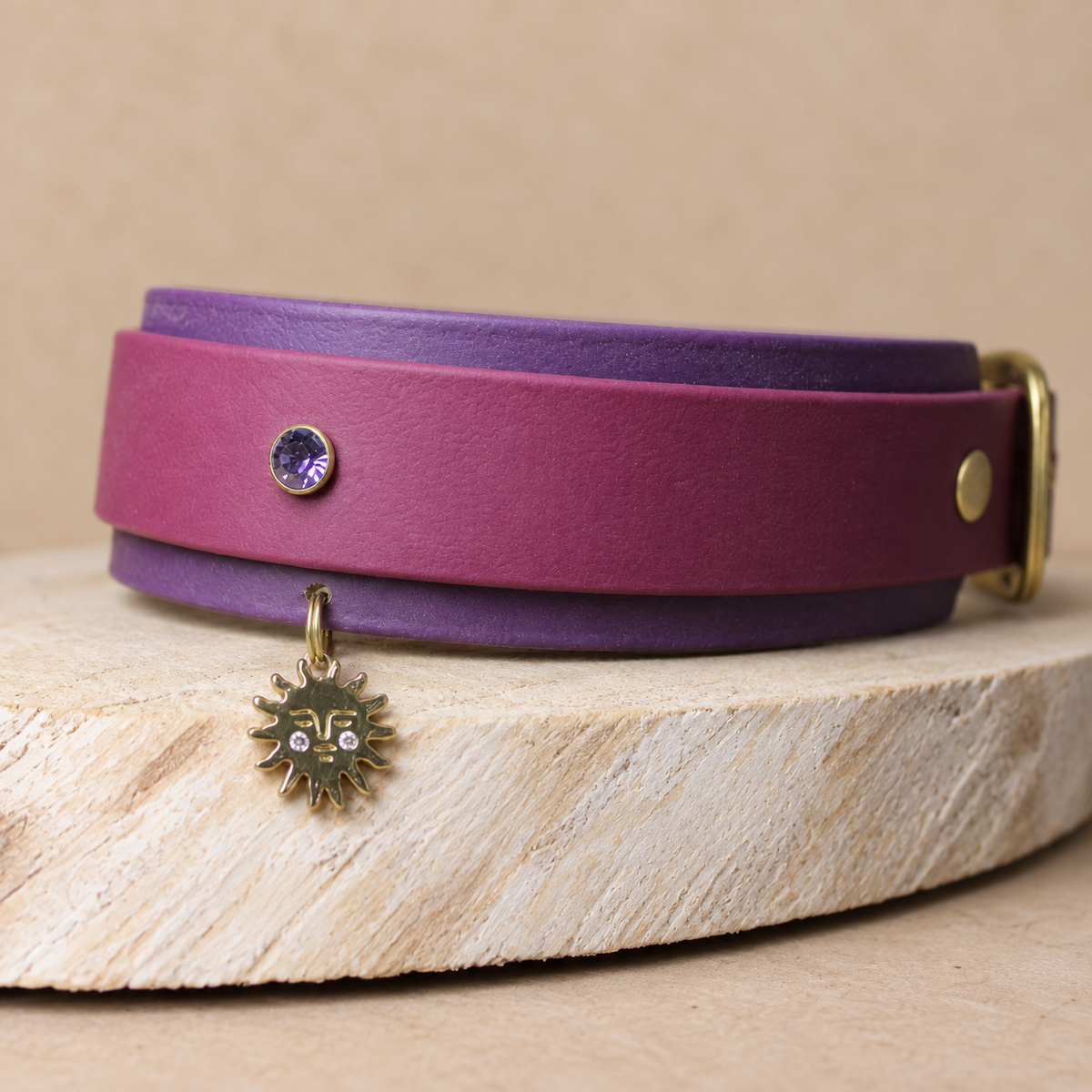 Gémini – Collier pour chien en Biothane® – 38 mm – Bordeaux & Aubergine – M 35/45 cm